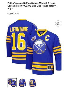 Pat LaFontaine Buffalo Sabres Mitchell & Ness Captain Patch 1992/93 Blue Line Re